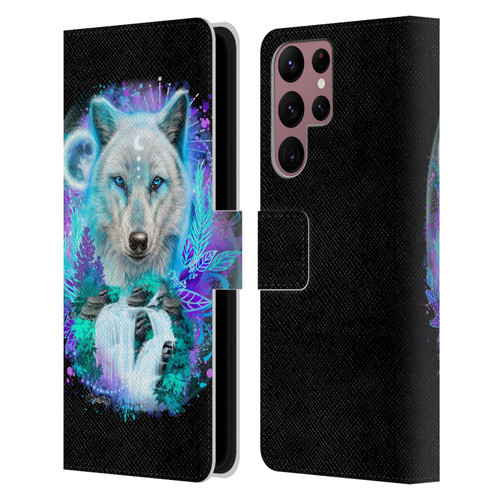 Sheena Pike Animals Winter Wolf Spirit & Waterfall Leather Book Wallet Case Cover For Samsung Galaxy S22 Ultra 5G