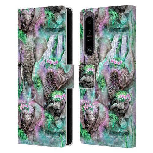 Sheena Pike Animals Daydream Elephants Lagoon Leather Book Wallet Case Cover For Sony Xperia 1 IV