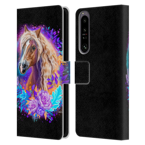 Sheena Pike Animals Purple Horse Spirit With Roses Leather Book Wallet Case Cover For Sony Xperia 1 IV