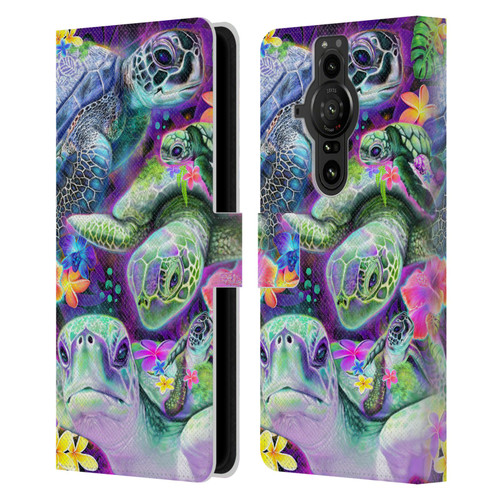 Sheena Pike Animals Daydream Sea Turtles & Flowers Leather Book Wallet Case Cover For Sony Xperia Pro-I