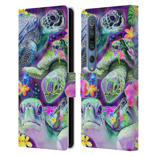 Sheena Pike Animals Daydream Sea Turtles & Flowers Leather Book Wallet Case Cover For Xiaomi Mi 10 5G / Mi 10 Pro 5G