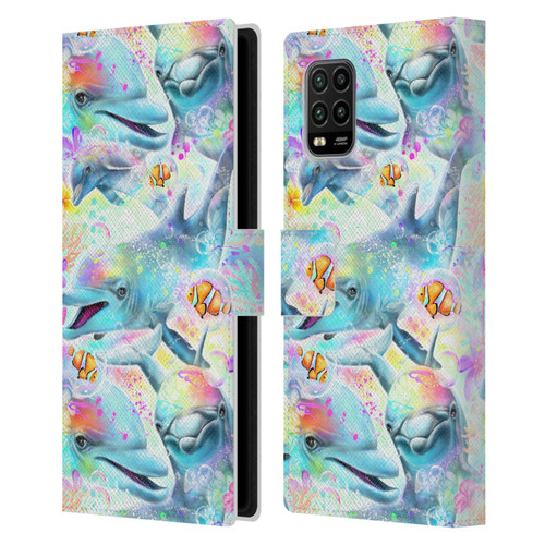 Sheena Pike Animals Rainbow Dolphins & Fish Leather Book Wallet Case Cover For Xiaomi Mi 10 Lite 5G