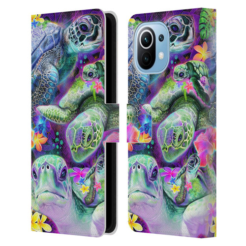Sheena Pike Animals Daydream Sea Turtles & Flowers Leather Book Wallet Case Cover For Xiaomi Mi 11
