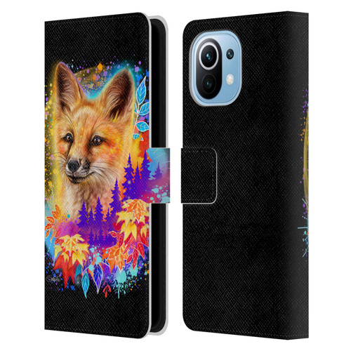 Sheena Pike Animals Red Fox Spirit & Autumn Leaves Leather Book Wallet Case Cover For Xiaomi Mi 11