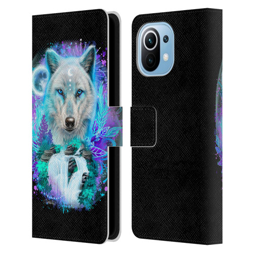 Sheena Pike Animals Winter Wolf Spirit & Waterfall Leather Book Wallet Case Cover For Xiaomi Mi 11