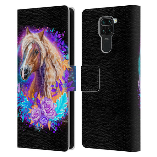 Sheena Pike Animals Purple Horse Spirit With Roses Leather Book Wallet Case Cover For Xiaomi Redmi Note 9 / Redmi 10X 4G