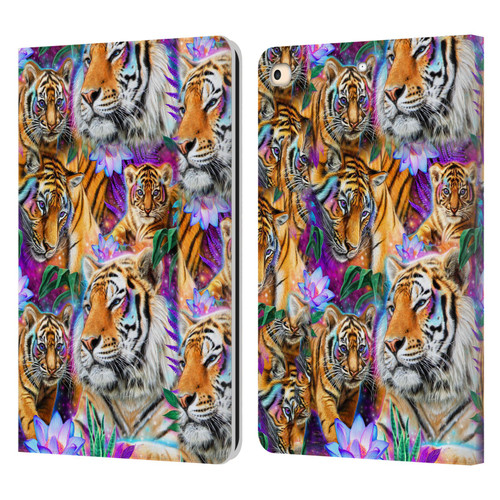 Sheena Pike Big Cats Daydream Tigers With Flowers Leather Book Wallet Case Cover For Apple iPad 9.7 2017 / iPad 9.7 2018