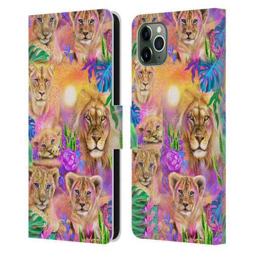 Sheena Pike Big Cats Daydream Lions And Cubs Leather Book Wallet Case Cover For Apple iPhone 11 Pro Max