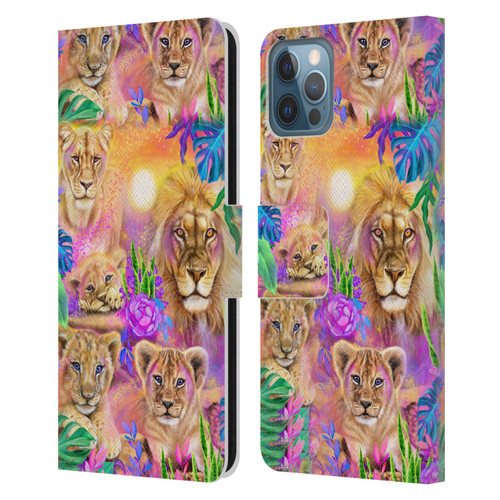 Sheena Pike Big Cats Daydream Lions And Cubs Leather Book Wallet Case Cover For Apple iPhone 12 / iPhone 12 Pro
