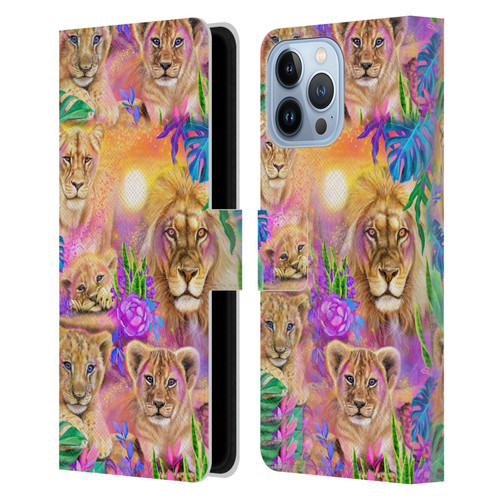 Sheena Pike Big Cats Daydream Lions And Cubs Leather Book Wallet Case Cover For Apple iPhone 13 Pro Max