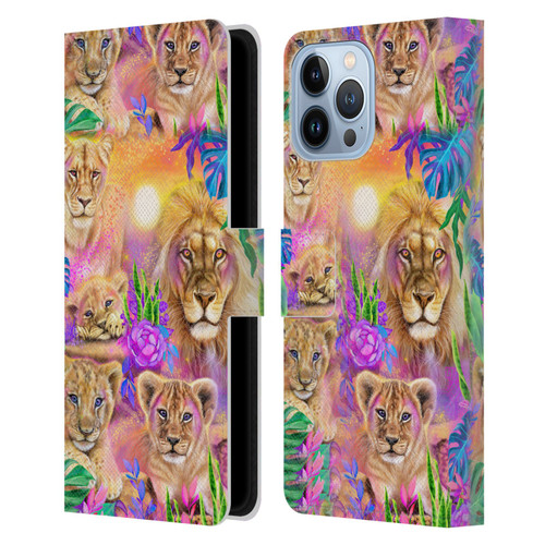 Sheena Pike Big Cats Daydream Lions And Cubs Leather Book Wallet Case Cover For Apple iPhone 13 Pro Max