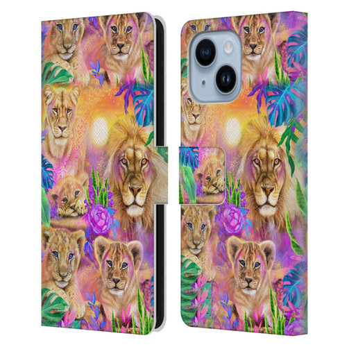 Sheena Pike Big Cats Daydream Lions And Cubs Leather Book Wallet Case Cover For Apple iPhone 14 Plus