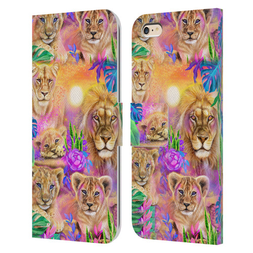 Sheena Pike Big Cats Daydream Lions And Cubs Leather Book Wallet Case Cover For Apple iPhone 6 Plus / iPhone 6s Plus