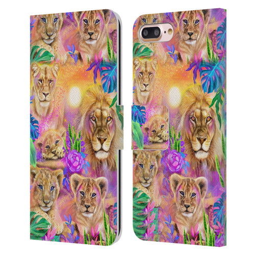 Sheena Pike Big Cats Daydream Lions And Cubs Leather Book Wallet Case Cover For Apple iPhone 7 Plus / iPhone 8 Plus