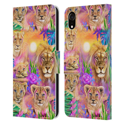 Sheena Pike Big Cats Daydream Lions And Cubs Leather Book Wallet Case Cover For Apple iPhone XR