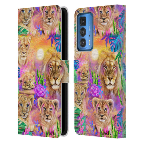 Sheena Pike Big Cats Daydream Lions And Cubs Leather Book Wallet Case Cover For Motorola Edge 20 Pro
