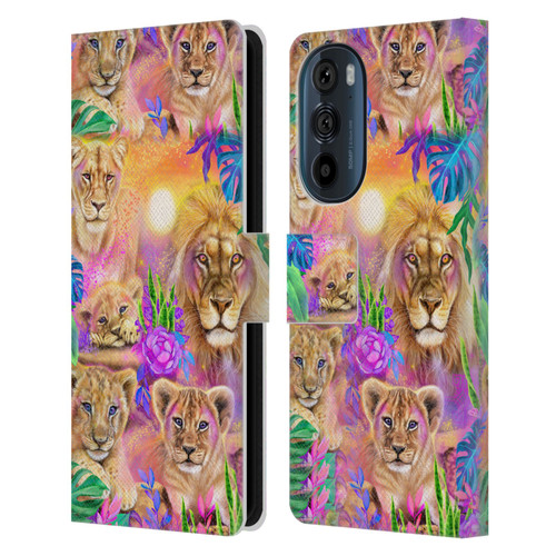 Sheena Pike Big Cats Daydream Lions And Cubs Leather Book Wallet Case Cover For Motorola Edge 30