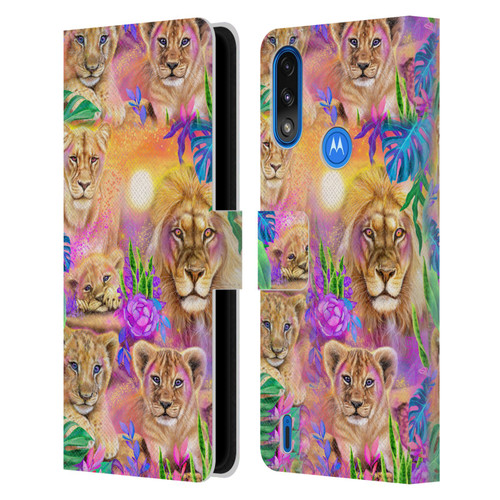 Sheena Pike Big Cats Daydream Lions And Cubs Leather Book Wallet Case Cover For Motorola Moto E7 Power / Moto E7i Power