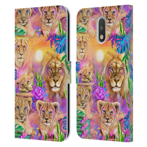 Sheena Pike Big Cats Daydream Lions And Cubs Leather Book Wallet Case Cover For Motorola Moto G41