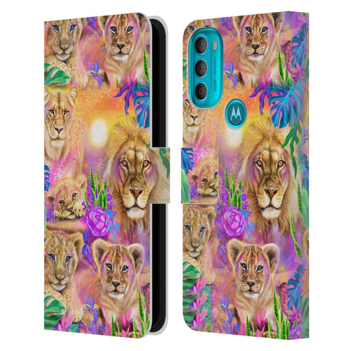 Sheena Pike Big Cats Daydream Lions And Cubs Leather Book Wallet Case Cover For Motorola Moto G71 5G