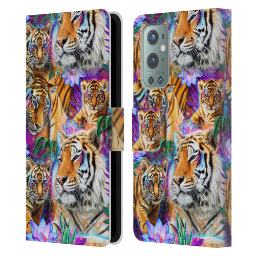 Sheena Pike Big Cats Daydream Tigers With Flowers Leather Book Wallet Case Cover For OnePlus 9