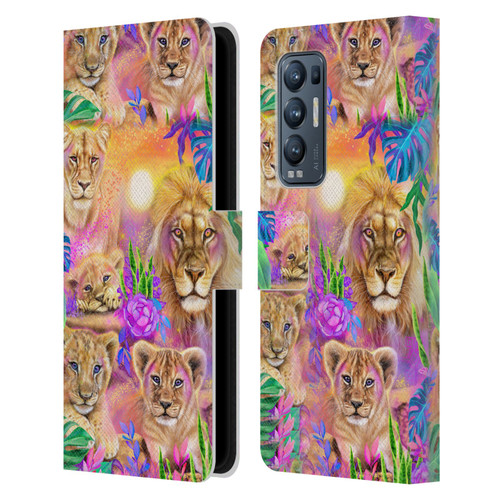 Sheena Pike Big Cats Daydream Lions And Cubs Leather Book Wallet Case Cover For OPPO Find X3 Neo / Reno5 Pro+ 5G