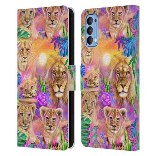 Sheena Pike Big Cats Daydream Lions And Cubs Leather Book Wallet Case Cover For OPPO Reno 4 5G
