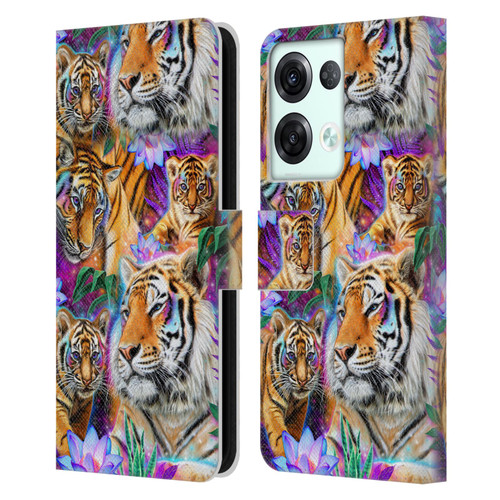 Sheena Pike Big Cats Daydream Tigers With Flowers Leather Book Wallet Case Cover For OPPO Reno8 Pro