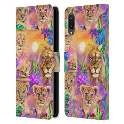 Sheena Pike Big Cats Daydream Lions And Cubs Leather Book Wallet Case Cover For Samsung Galaxy A02/M02 (2021)