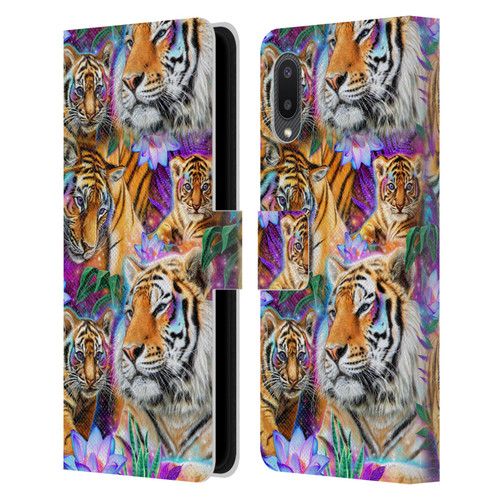 Sheena Pike Big Cats Daydream Tigers With Flowers Leather Book Wallet Case Cover For Samsung Galaxy A02/M02 (2021)