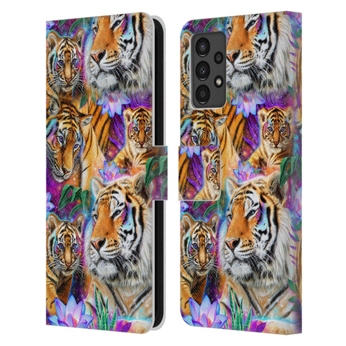 Sheena Pike Big Cats Daydream Tigers With Flowers Leather Book Wallet Case Cover For Samsung Galaxy A13 (2022)