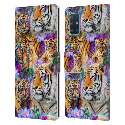 Sheena Pike Big Cats Daydream Tigers With Flowers Leather Book Wallet Case Cover For Samsung Galaxy A51 (2019)