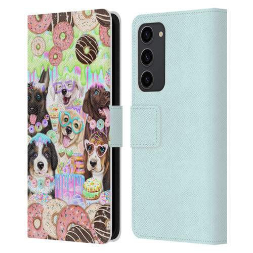 Sheena Pike Animals Puppy Dogs And Donuts Leather Book Wallet Case Cover For Samsung Galaxy S23+ 5G