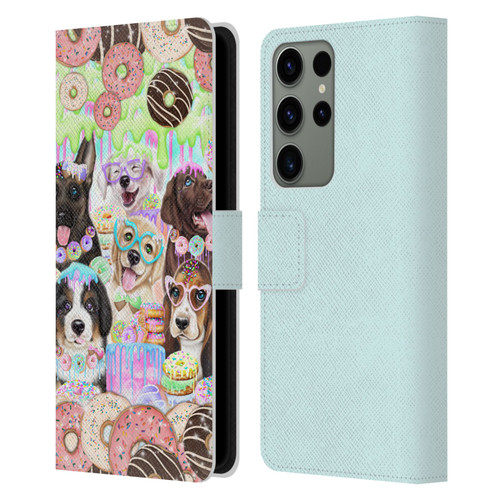 Sheena Pike Animals Puppy Dogs And Donuts Leather Book Wallet Case Cover For Samsung Galaxy S23 Ultra 5G