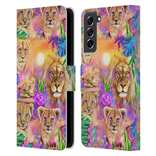 Sheena Pike Big Cats Daydream Lions And Cubs Leather Book Wallet Case Cover For Samsung Galaxy S21 FE 5G