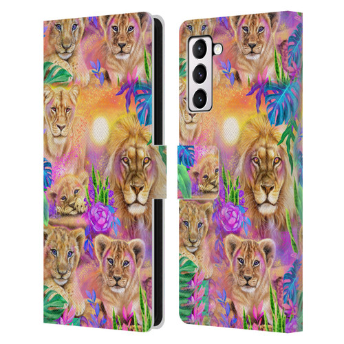 Sheena Pike Big Cats Daydream Lions And Cubs Leather Book Wallet Case Cover For Samsung Galaxy S21+ 5G