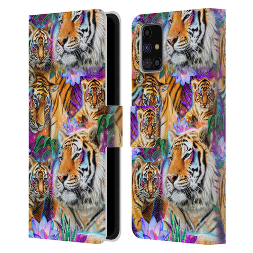 Sheena Pike Big Cats Daydream Tigers With Flowers Leather Book Wallet Case Cover For Samsung Galaxy M31s (2020)