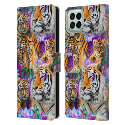 Sheena Pike Big Cats Daydream Tigers With Flowers Leather Book Wallet Case Cover For Samsung Galaxy M33 (2022)