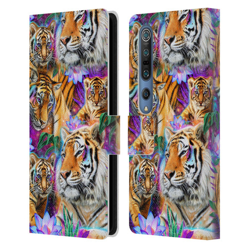 Sheena Pike Big Cats Daydream Tigers With Flowers Leather Book Wallet Case Cover For Xiaomi Mi 10 5G / Mi 10 Pro 5G