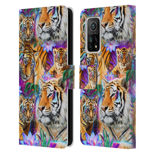 Sheena Pike Big Cats Daydream Tigers With Flowers Leather Book Wallet Case Cover For Xiaomi Mi 10T 5G