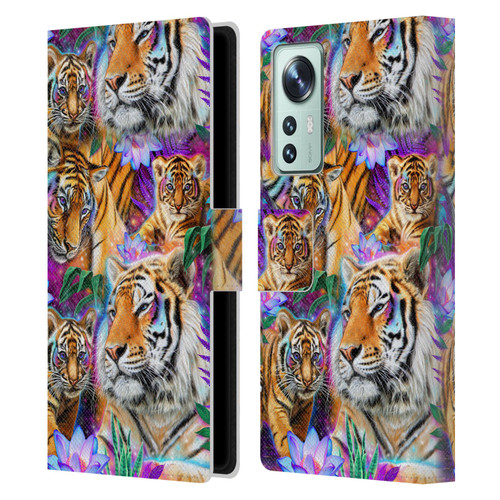Sheena Pike Big Cats Daydream Tigers With Flowers Leather Book Wallet Case Cover For Xiaomi 12