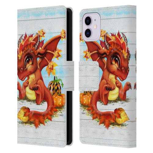 Sheena Pike Dragons Autumn Lil Dragonz Leather Book Wallet Case Cover For Apple iPhone 11