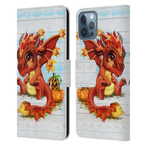 Sheena Pike Dragons Autumn Lil Dragonz Leather Book Wallet Case Cover For Apple iPhone 12 / iPhone 12 Pro