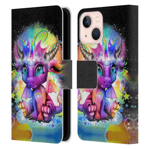 Sheena Pike Dragons Rainbow Lil Dragonz Leather Book Wallet Case Cover For Apple iPhone 13 Mini