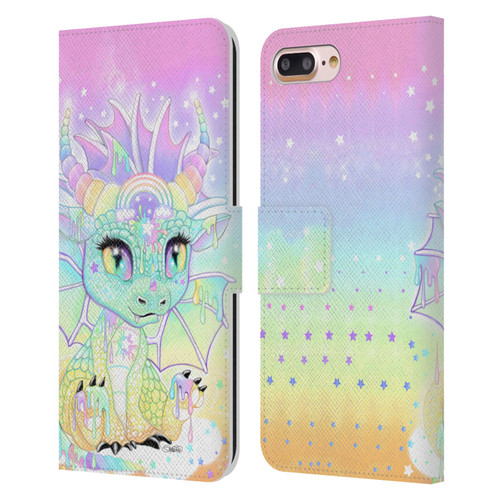 Sheena Pike Dragons Sweet Pastel Lil Dragonz Leather Book Wallet Case Cover For Apple iPhone 7 Plus / iPhone 8 Plus
