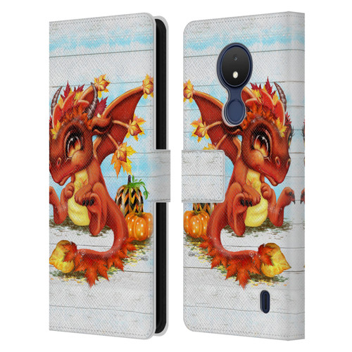 Sheena Pike Dragons Autumn Lil Dragonz Leather Book Wallet Case Cover For Nokia C21