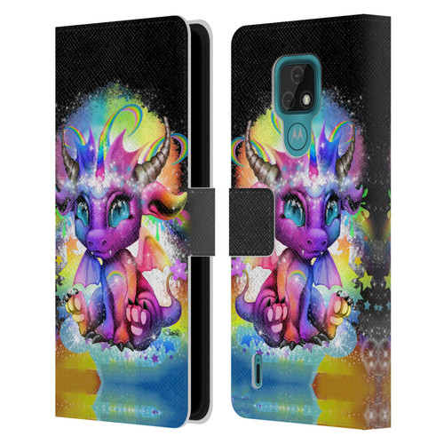 Sheena Pike Dragons Rainbow Lil Dragonz Leather Book Wallet Case Cover For Motorola Moto E7