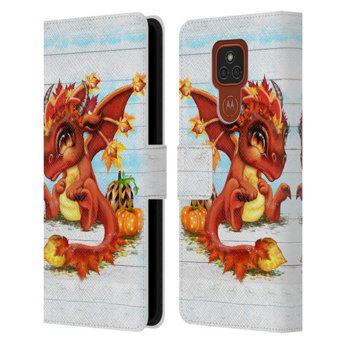 Sheena Pike Dragons Autumn Lil Dragonz Leather Book Wallet Case Cover For Motorola Moto E7 Plus