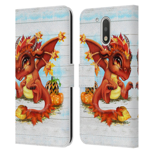 Sheena Pike Dragons Autumn Lil Dragonz Leather Book Wallet Case Cover For Motorola Moto G41