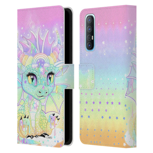Sheena Pike Dragons Sweet Pastel Lil Dragonz Leather Book Wallet Case Cover For OPPO Find X2 Neo 5G